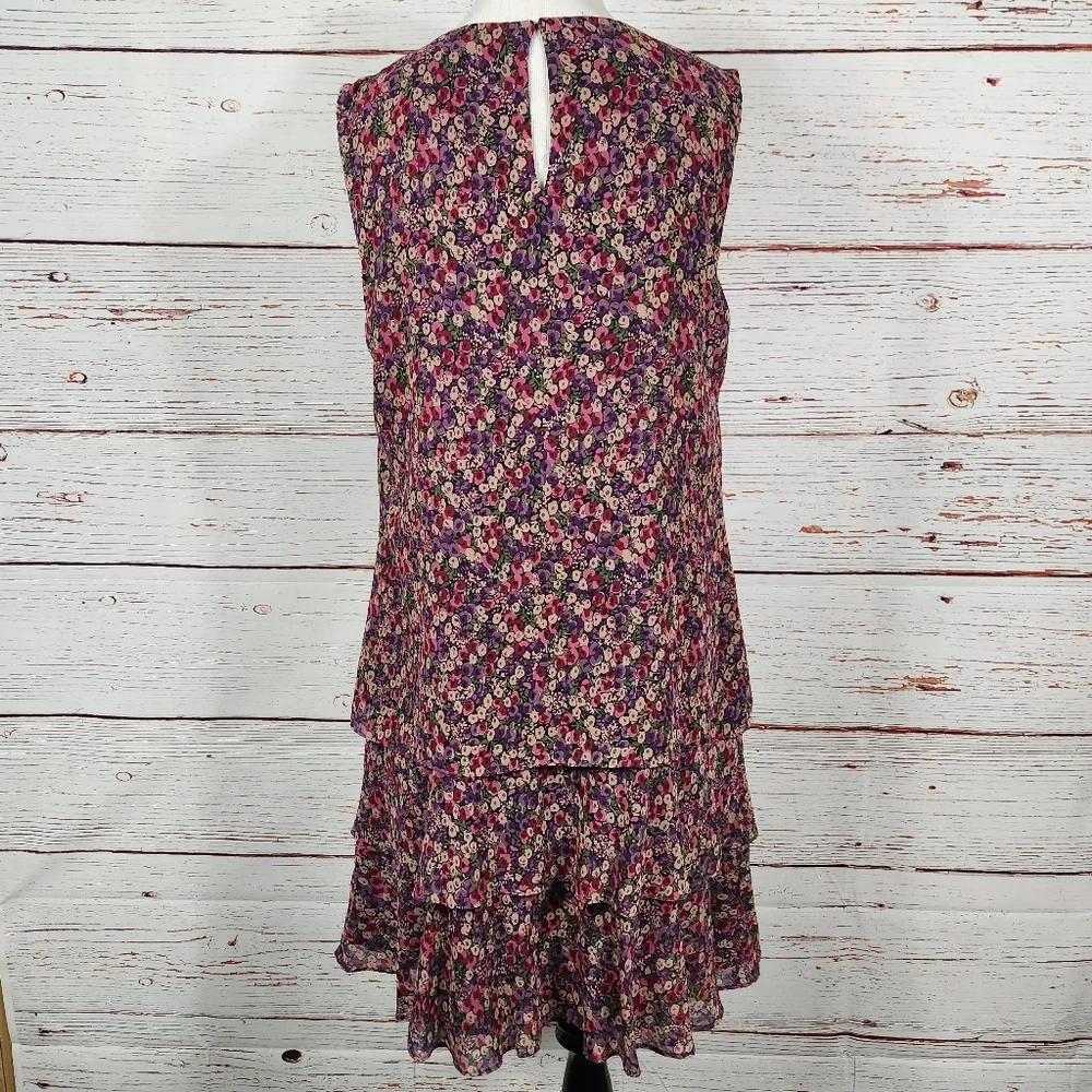 LAUREN RALPH LAUREN Tiered Floral Ruffle Hem Dress Size 10 - Picture 4 of 8